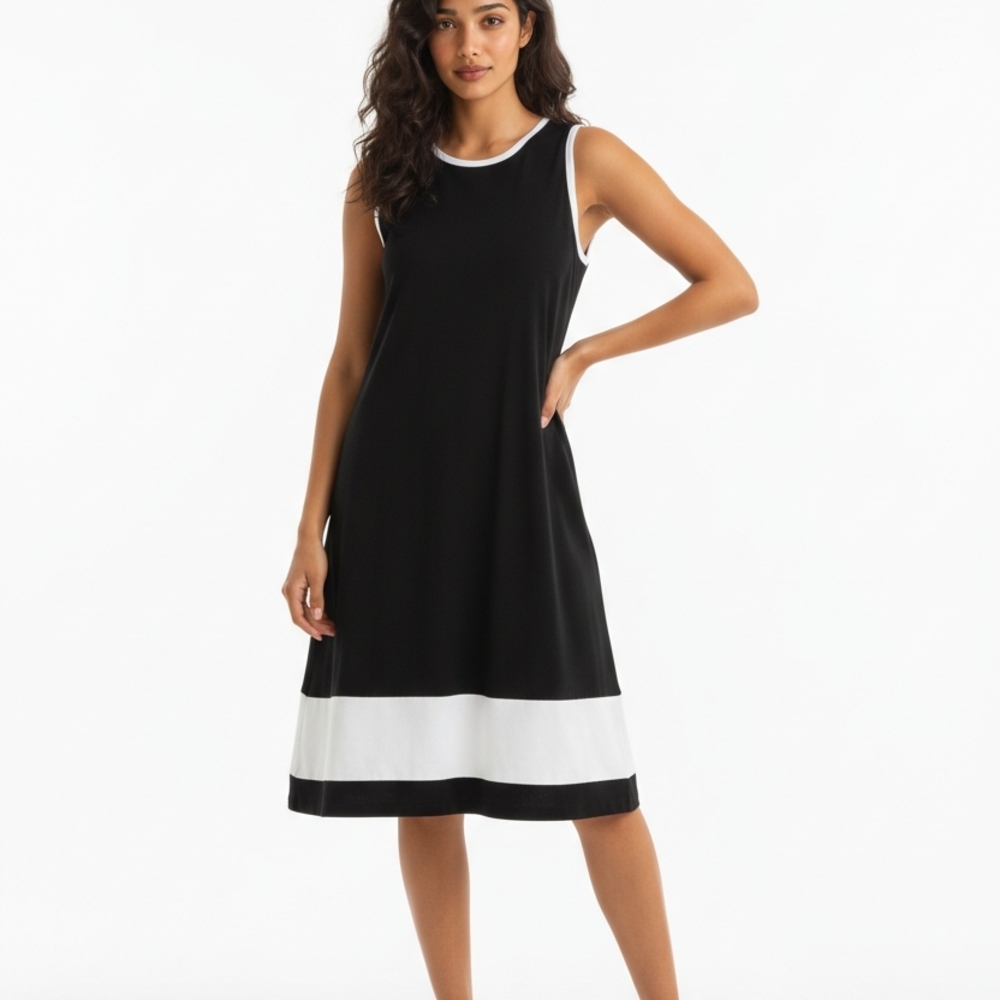 Chic Sleeveless Black and White Maxi Dress